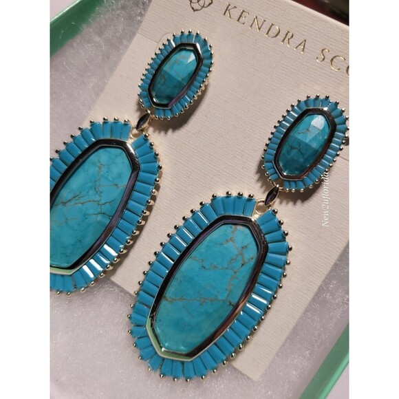 Vintage Kendra Scott Kaki Earrings Turquoise - Picture 8 of 14